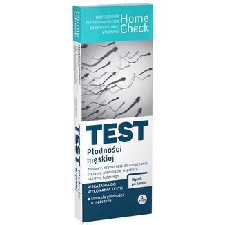 Home Check Test Płodności Męskiej, domowy test do oznaczania stężenia plemników w nasieniu, kasetkowy, 1 sztuka KRÓTKA DATA - zdjęcie produktu
