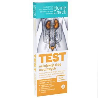 Home Check Test na infekcje dróg moczowych, domowy test do badania 4 parametrów w moczu, paskowy, 1 sztuka - zdjęcie produktu