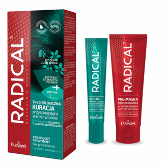 Radical, trychologiczna kuracja przyspieszająca wzrost włosów, włosy cienkie, rzadkie i wypadające, 50 ml + 20 ml  USZKODZONE OPAKOWANIE - zdjęcie produktu