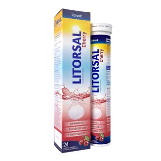 Zdrovit Litorsal Cherry, smak wiśniowy, 24 tabletki musujące - zdjęcie produktu