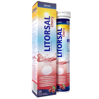 Zdrovit Litorsal Cherry, smak wiśniowy, 24 tabletki musujące - zdjęcie produktu