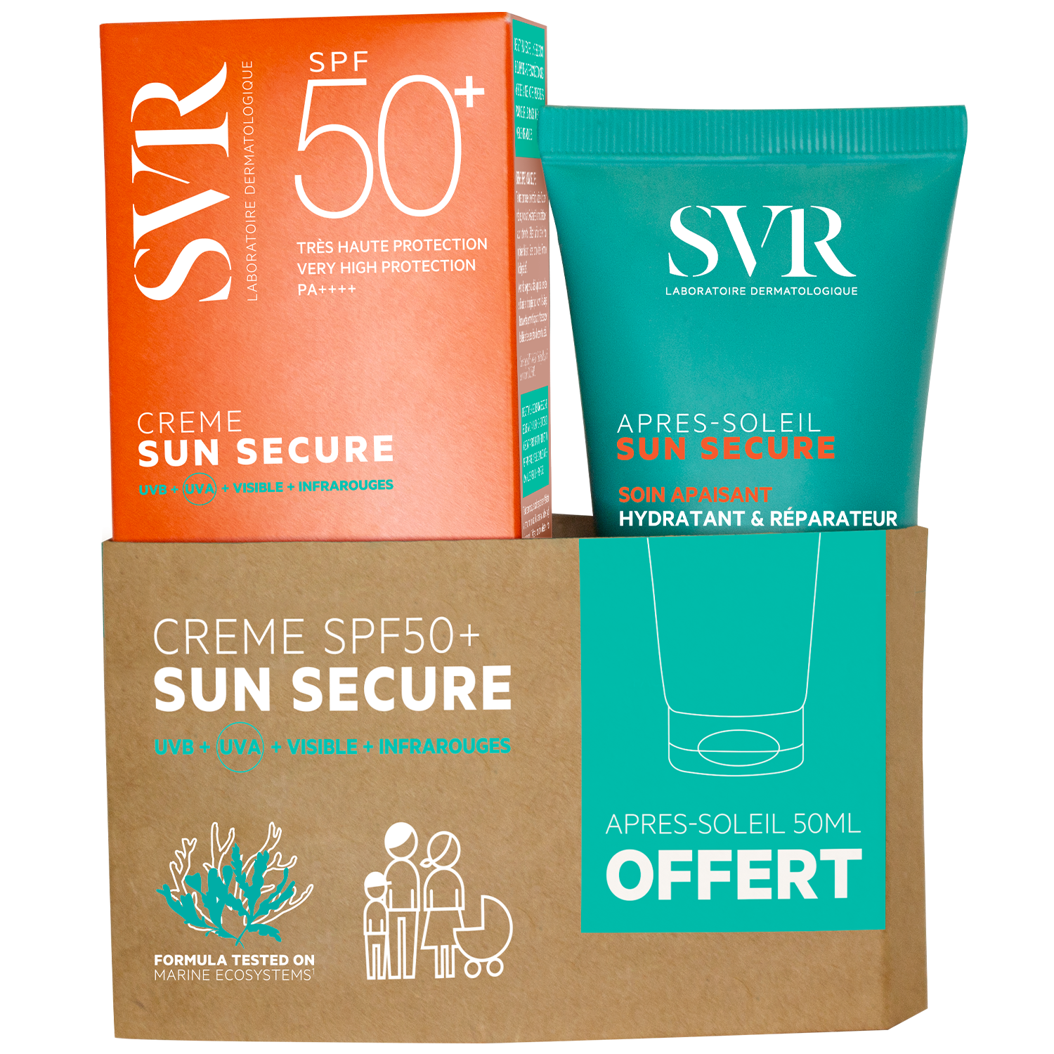 Nieznana SVR Sun Secure Creme, krem ochronny do twarzy, SPF 50+, 50 ml + Lait Apres-Soleil, mleczko po opalaniu, 50 ml gratis — Inhaltsstoffe und Bewertung