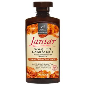 Farmona Jantar, szampon nawilżający, włosy średnioporowate, z wyciągiem z bursztynu i keratyną, 330 ml - zdjęcie produktu