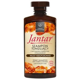 Farmona Jantar, szampon tonizujący, włosy niskoporowate, z wyciągiem z bursztynu i pomarańczy, 330 ml - zdjęcie produktu