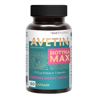 Avetin Biotyna Max, biotyna 2500 µg, 60 kapsułek - zdjęcie produktu