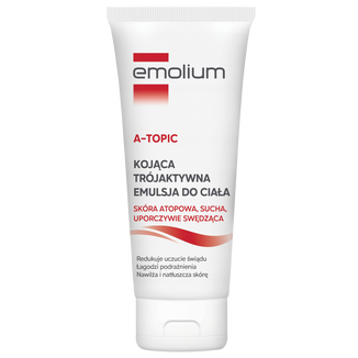 Emolium A-Topic, trójaktywna emulsja do ciała do skóry atopowej, suchej i uporczywie swędzącej, od 1 miesiąca, 200 ml - zdjęcie produktu