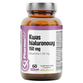 PharmoVit Kwas hialuronowy 150 mg, 60 kapsułek vege - zdjęcie produktu