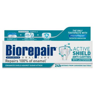 Biorepair Advanced Active Shield Anti-Cavities, przeciwpróchnicza pasta do zębów bez fluoru, remineralizująca, 75 ml - zdjęcie produktu