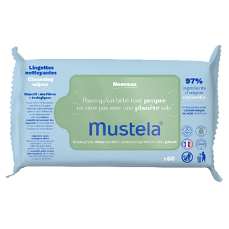 Mustela Bebe Enfant, chusteczki nawilżane, oczyszczające, z organicznym awokado, od urodzenia, skóra normalna, 60 sztuk - zdjęcie produktu