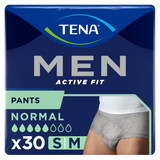 Tena Men Active Fit Pants, majtki chłonne dla mężczyzn, rozmiar S/M, 75-105 cm, Normal, 30 sztuk USZKODZONE OPAKOWANIE - miniaturka zdjęcia produktu