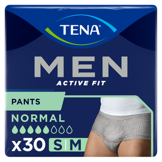 Tena Men Active Fit Pants, majtki chłonne dla mężczyzn, rozmiar S/M, 75-105 cm, Normal, 30 sztuk USZKODZONE OPAKOWANIE - zdjęcie produktu