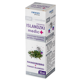 Islandzki Medic+, spray do gardła z nanosrebrem, smak truskawkowo-miętowy, 30 ml - zdjęcie produktu