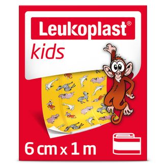 Leukoplast Kids, plastry z opatrunkiem dla dzieci, wodoodporne, 6 cm x 1 m, 1 sztuka KRÓTKA DATA - zdjęcie produktu