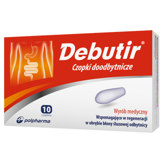 Debutir, czopki doodbytnicze, 10 sztuk Debutir, czopki doodbytnicze, 10 sztuk - zdjęcie produktu