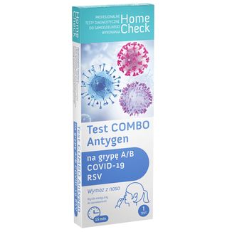 Home Check Test Combo Antygen na grypę A/B + COVID-19/RSV, test antygenowy na obecność 4 wirusów, kasetkowy, 1 sztuka - zdjęcie produktu