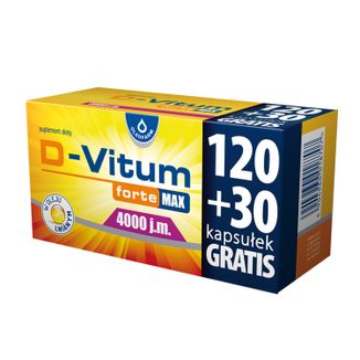 D-Vitum Forte Max 4000 j.m., 120 kapsułek + 30 kapsułek gratis USZKODZONE OPAKOWANIE - zdjęcie produktu