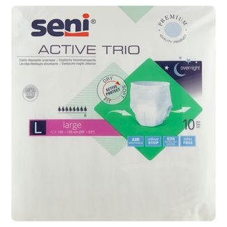Seni Active Trio, elastyczne majtki chłonne, Large, 100-135 cm, 10 sztuk - zdjęcie produktu