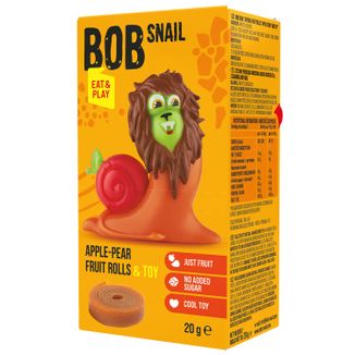 Bob Snail Eat & Play Przekąska owocowa, jabłko, gruszka, 20 g + zabawka USZKODZONE OPAKOWANIE - zdjęcie produktu