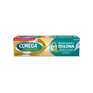 Corega Power Max Mocowanie + Osłona, krem mocujący do protez zębowych, miętowy, 40 g - zdjęcie produktu
