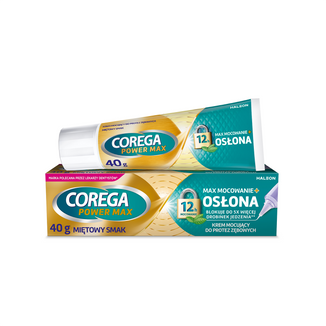 Corega Power Max Mocowanie + Osłona, krem mocujący do protez zębowych, miętowy, 40 g - zdjęcie produktu