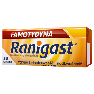 Famotydyna Ranigast 20 mg, 30 tabletek powlekanych - zdjęcie produktu