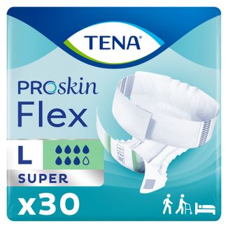Tena Flex ProSkin, pieluchomajtki, rozmiar L, 83-120 cm, Super, 30 sztuk - zdjęcie produktu