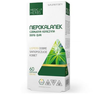 Medica Herbs Niepokalanek, Czerwona Koniczyna, Dong Quai, 60 kapsułek Medica Herbs Niepokalanek, Czerwona Koniczyna, Dong Quai, 60 kapsułek - zdjęcie produktu