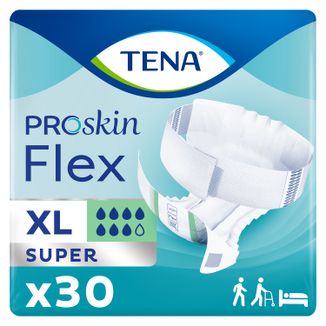 Tena Flex ProSkin, pieluchomajtki, rozmiar XL, 105-153 cm, Super, 30 sztuk KRÓTKA DATA - zdjęcie produktu