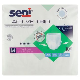 Seni Active Trio, elastyczne majtki chłonne, Medium, 80-110 cm, 10 sztuk - zdjęcie produktu