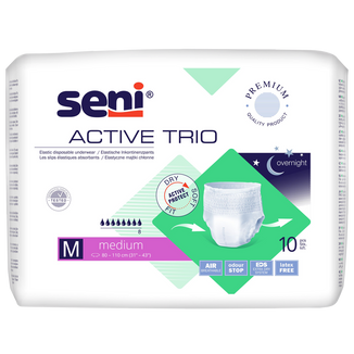 Seni Active Trio, elastyczne majtki chłonne, Medium, 80-110 cm, 10 sztuk - zdjęcie produktu