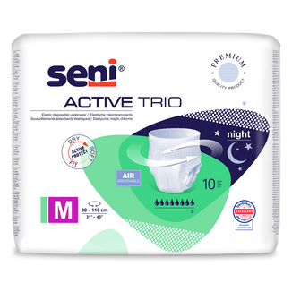 Seni Active Trio, elastyczne majtki chłonne, Medium, 80-110 cm, 10 sztuk - zdjęcie produktu