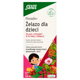 Floradix Żelazo dla dzieci, od 3 lat, 250 ml USZKODZONE OPAKOWANIE - zdjęcie produktu