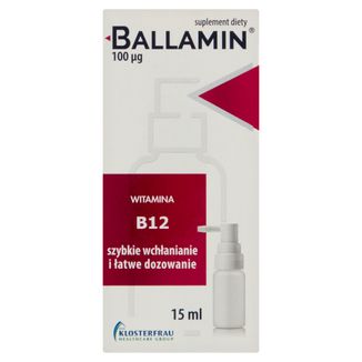 Ballamin, witamina B12 100 µg, aerozol doustny, 15 ml KRÓTKA DATA - zdjęcie produktu
