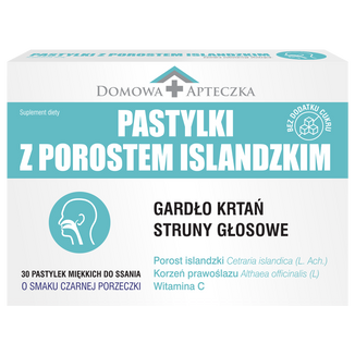 Pastylki z Porostem Islandzkim, smak czarnej porzeczki, 30 pastylek do ssania - zdjęcie produktu