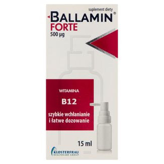 Ballamin Forte, witamina B12 500 µg, aerozol doustny, 15 ml - zdjęcie produktu
