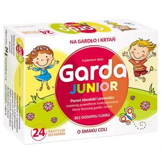 Garda Junior, dla dzieci powyżej 6 lat, smak coli, 24 pastylek do ssania - zdjęcie produktu