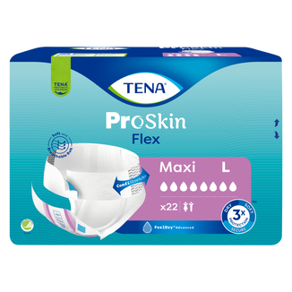 Tena Flex ProSkin Maxi, pieluchomajtki, rozmiar L, 83-120 cm, 22 sztuk Tena Flex ProSkin Maxi, pieluchomajtki, rozmiar L, 83-120 cm, 22 sztuk - zdjęcie produktu