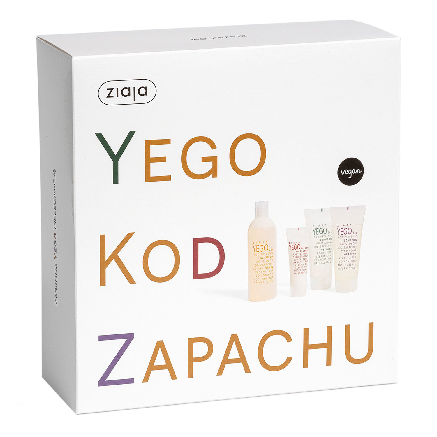 Nieznana Set Ziaja Yego Kod Duft, Duschgel und Shampoo, 400 ml + Duschgel und Shampoo, 2 x 200 ml + After-Shave-Balsam, 80 ml — Inhaltsstoffe und Bewertung