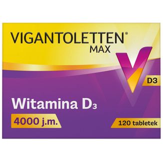 Vigantoletten Max, witamina D3 4000 j.m., 120 tabletek USZKODZONE OPAKOWANIE Vigantoletten Max, witamina D3 4000 j.m., 120 tabletek USZKODZONE OPAKOWANIE - zdjęcie produktu