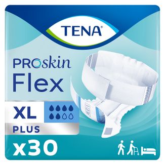 Tena Flex ProSkin Plus, pieluchomajtki, rozmiar XL, 105-153 cm, 30 sztuk USZKODZONE OPAKOWANIE - zdjęcie produktu