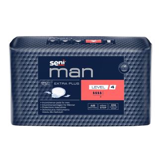 Seni Man, wkładki urologiczne dla mężczyzn, Extra Plus, 22,5 x 27 cm, Level 4, 15 sztuk - zdjęcie produktu