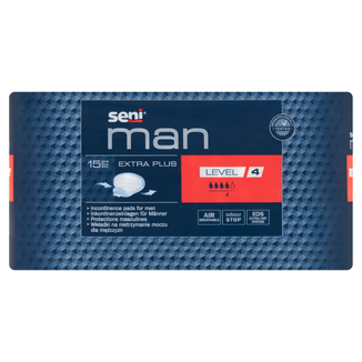 Seni Man, wkładki urologiczne dla mężczyzn, Extra Plus, 22,5 x 27 cm, Level 4, 15 sztuk - zdjęcie produktu