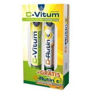 C-Vitum 1000 mg, 20 tabletek musujących + D-Rutin CC, 20 tabletek musujących gratis - zdjęcie produktu