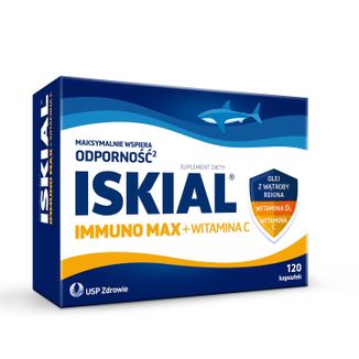 Iskial Immuno Max + Witamina C, dla dzieci powyżej 6 lat i dorosłych, 120 kapsułek - zdjęcie produktu