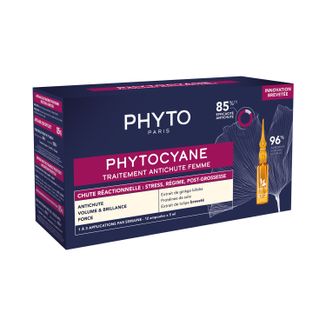 Phyto Phytocyane, kuracja przeciw wypadaniu włosów dla kobiet, reakcyjne ampułki, 12 sztuk - zdjęcie produktu