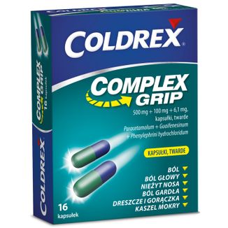 Coldrex Complex Grip 500 mg + 100 mg + 6,1 mg, 16 kapsułek - zdjęcie produktu