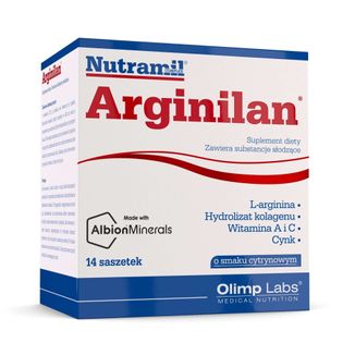 Olimp Nutramil Complex Arginilan, smak cytrynowy, 12,5 g x 14 saszetek - zdjęcie produktu
