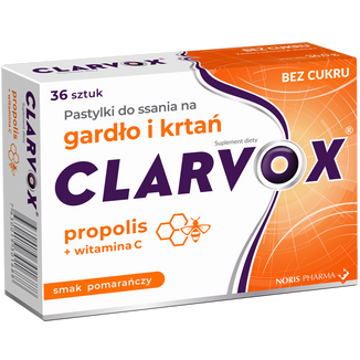 Clarvox Propolis, smak pomarańczy, 36 pastylek do ssania - zdjęcie produktu