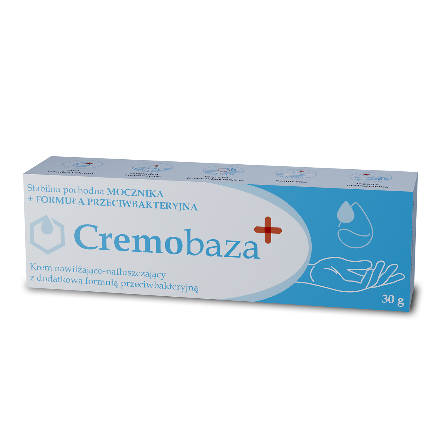 Nieznana Cremobaza+, krem nawilżająco-natłuszczający z formułą przeciwbakteryjną, 30 g — Inhaltsstoffe und Bewertung