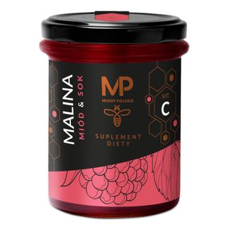 Miody Polskie Miód & Sok Malina + Vit. C, 250 g - zdjęcie produktu